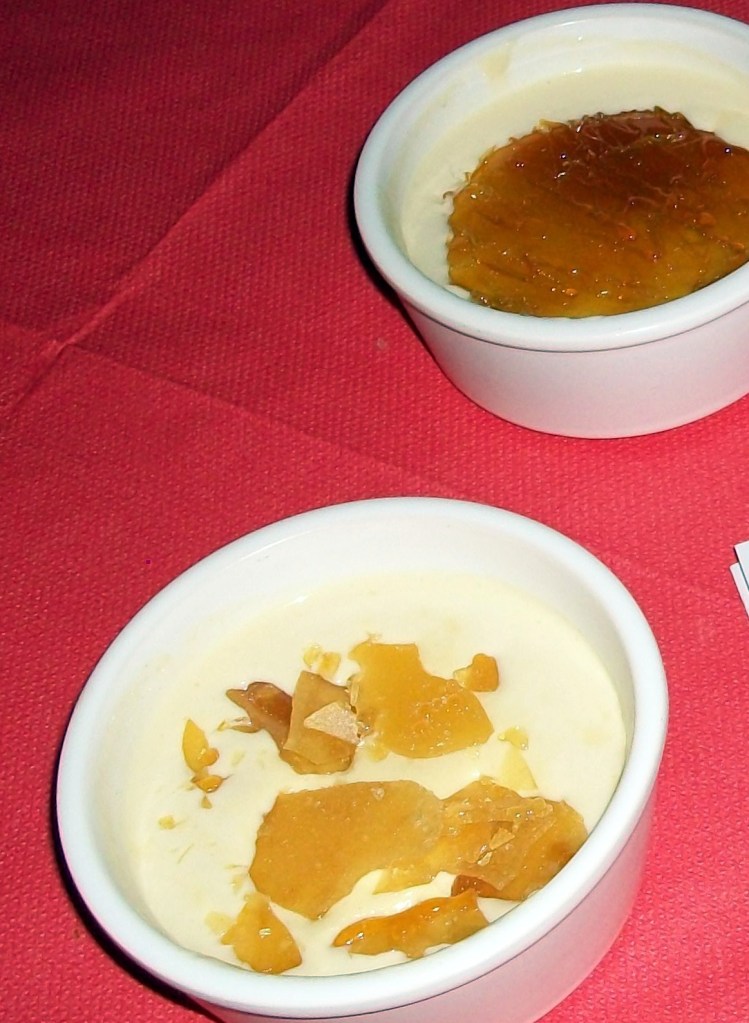 A spanish creme brulee flavoured with citrus. Sadly for Matt (cooking under supervision of injured Amanda) there were setting issues here and it was onthe runny side but the flavour really packed a punch. Very nice, real shame about the consistency.