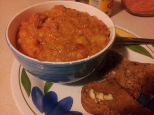 Not the prettiest dinner going, but a mighty tasty one, and thrifty too. 