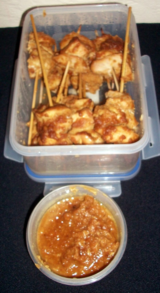 Satay Chicken from Tom made with hazelnut butter. A tasty twist on a classic, well received by all.